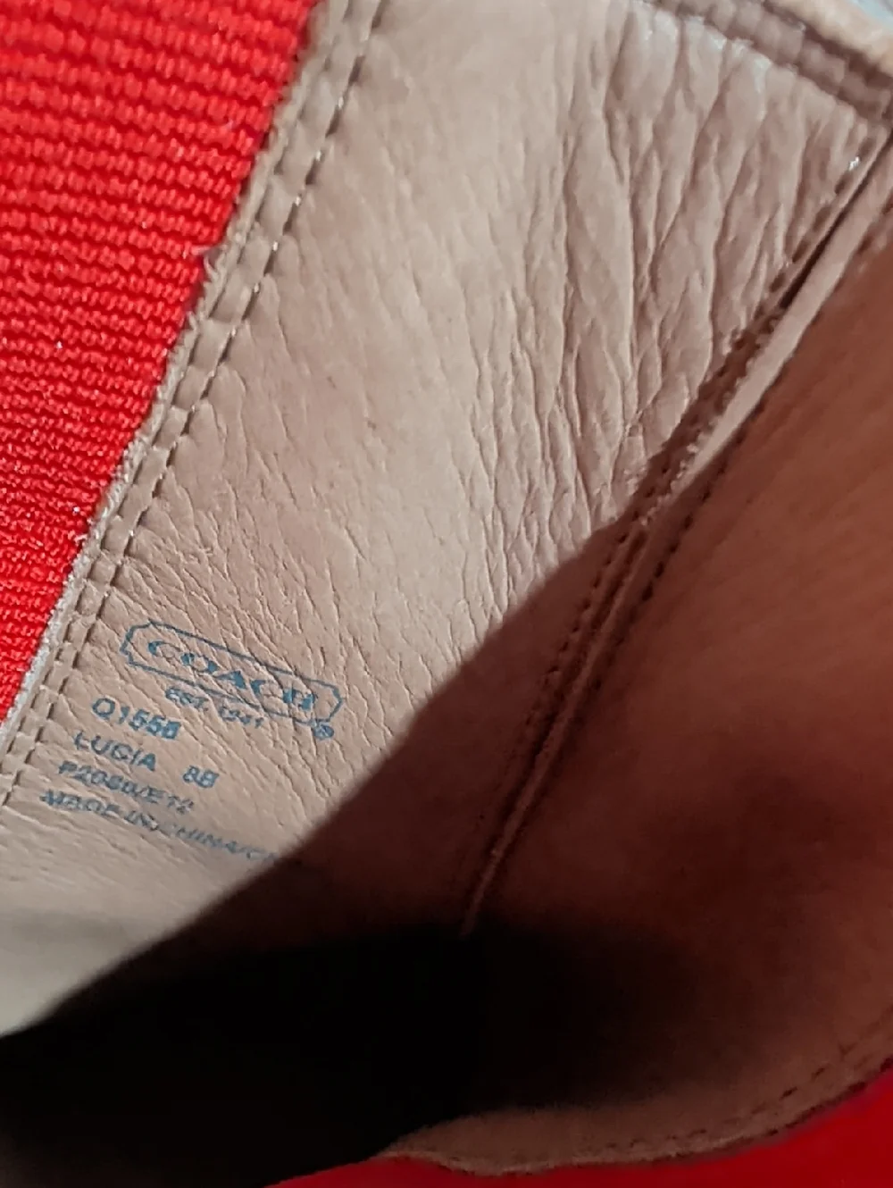 Coach Lucia Colorblock Tan Leather Chelsea Boots with Red Elastic Panels - Picture 8 of 8